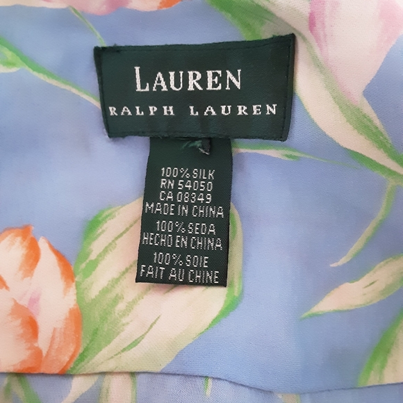 Exquisite Ralph Lauren Silk Floral Watercolour Wrap Around Blouse with Ruffles - Picture 8 of 8